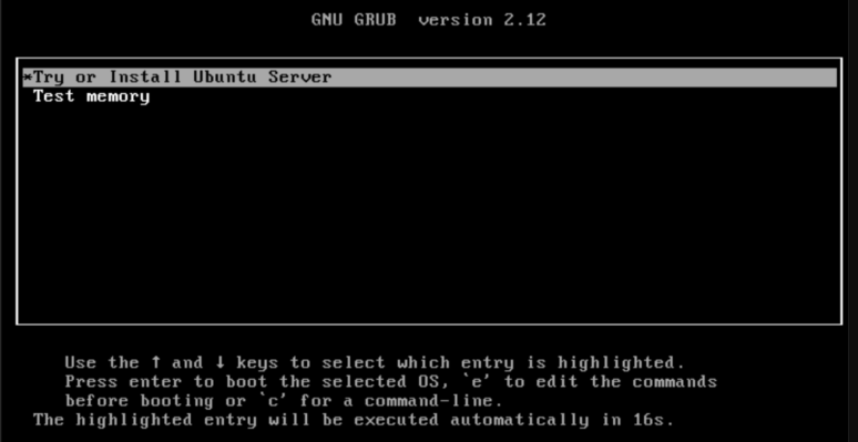 Tại màn hình đầu tiên, bạn chọn Install Ubuntu Server