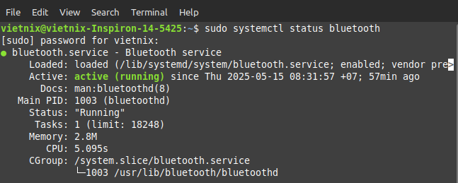 Sử dụng lệnh systemctl trong Linux: Quản lý dịch vụ dễ dàng 20 Ví dụ kiểm tra trạng thái dịch vụ Bluetooth