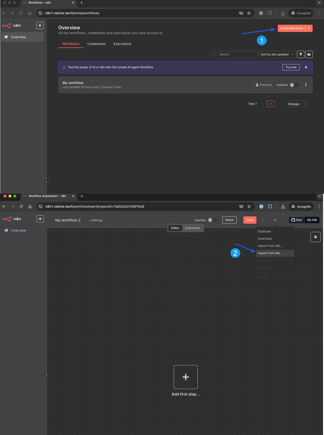 Import workflow từ file