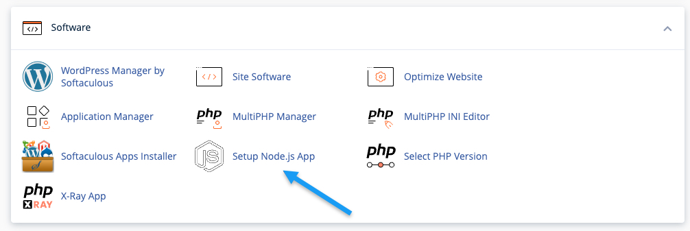 Chọn Setup Node.js App
