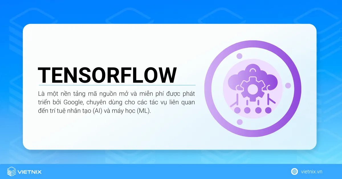 TensorFlow là một nền tảng mã nguồn mở và miễn phí chuyên dùng cho các tác vụ liên quan đến trí tuệ nhân tạo và máy học