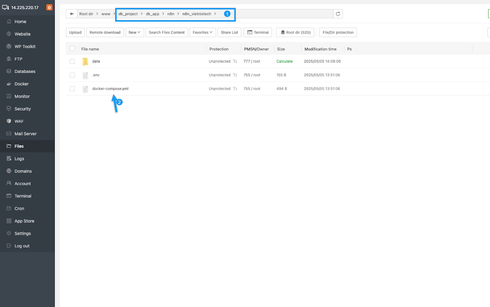 Chỉnh sửa file Docker