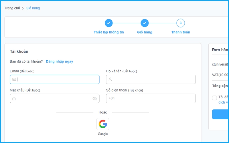Đăng nhập vào tài khoản tại Vietnix