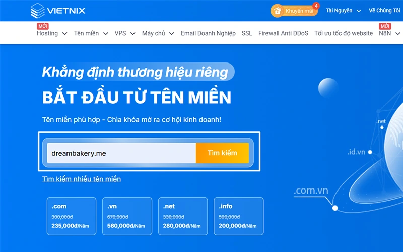 Kiểm tra đăng ký tên miền tại Vietnix
