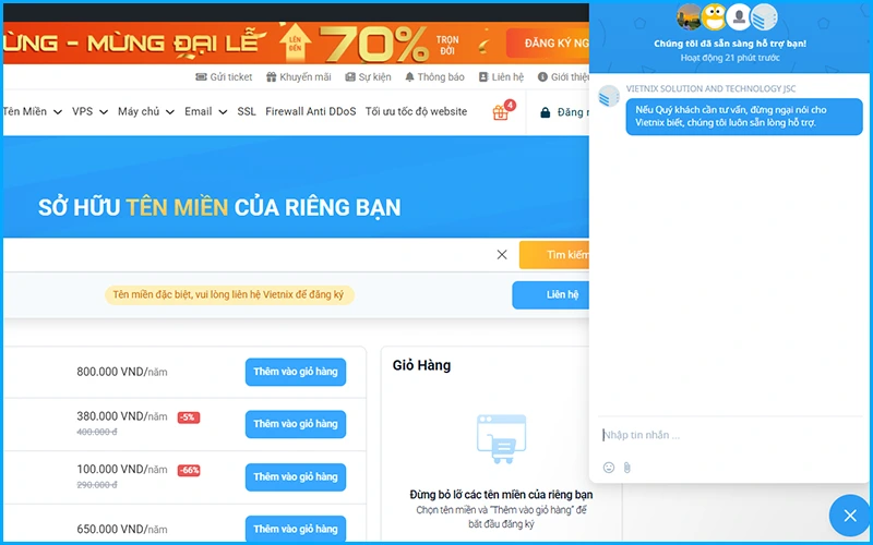 Liên hệ trực tiếp với Vietnix để đăng ký tên miền .gov.vn