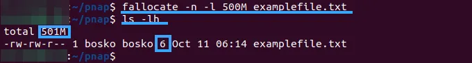 Phân bổ không gian và giữ nguyên kích thước file bằng lệnh fallocate Linux - Nguồn: Internet