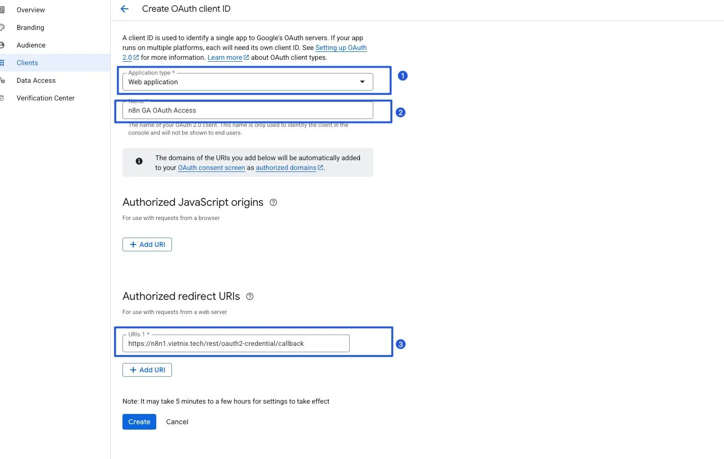 Thêm Authorized Redirect URL