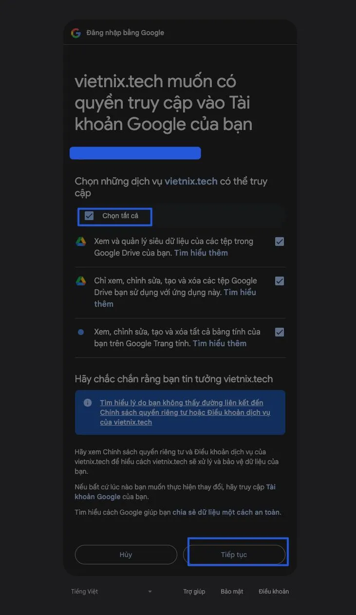 Đăng nhập tài khoản Google
