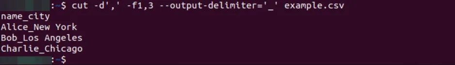 Hiển thị trường 1 và 3 của example.csv - Nguồn: Internet