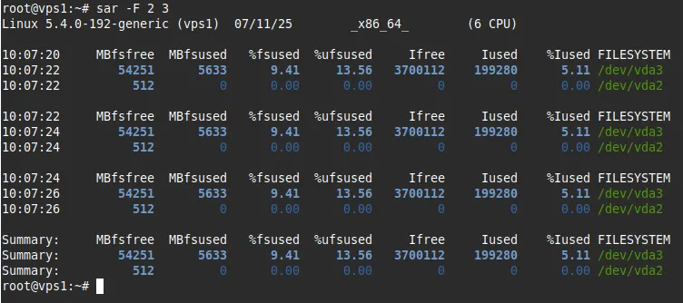 Kiểm tra dung lượng filesystem