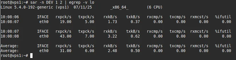 Thống kê mạng theo giao diện