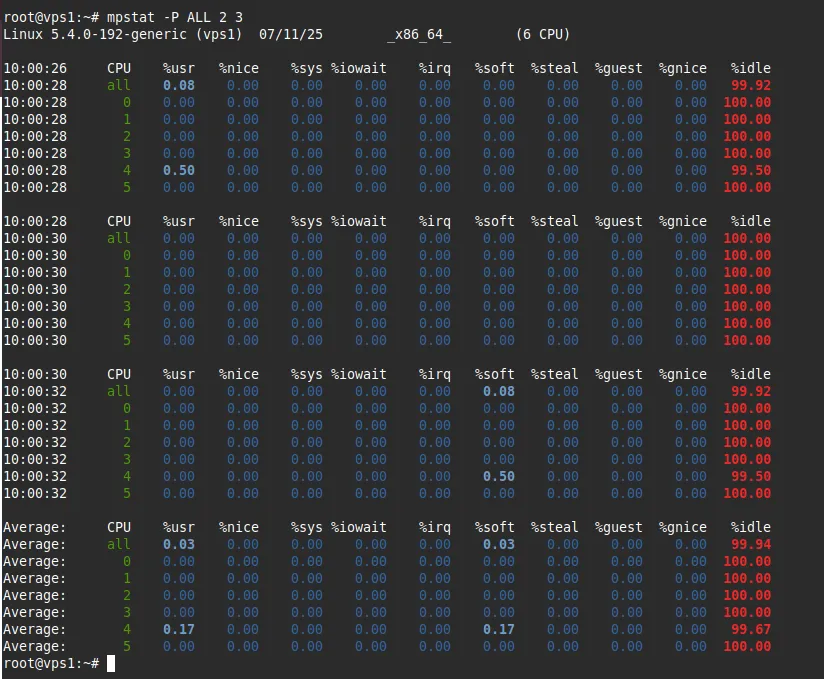 Lặp lại thống kê mỗi 2 giây, 3 lần
