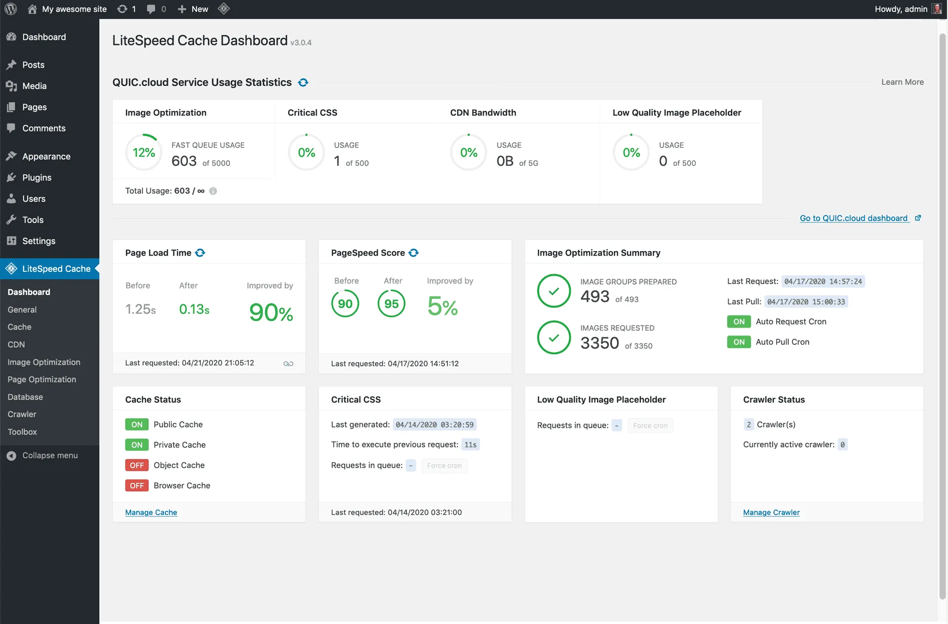 Plugin LiteSpeed Cache trên WordPress