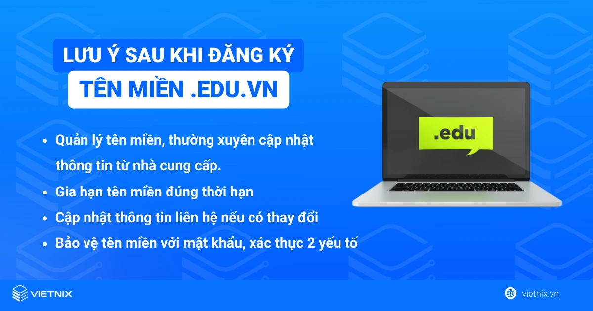 Lưu ý sau khi đăng ký tên miền .edu.vn