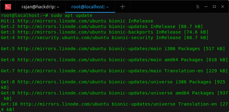 sudo apt update
