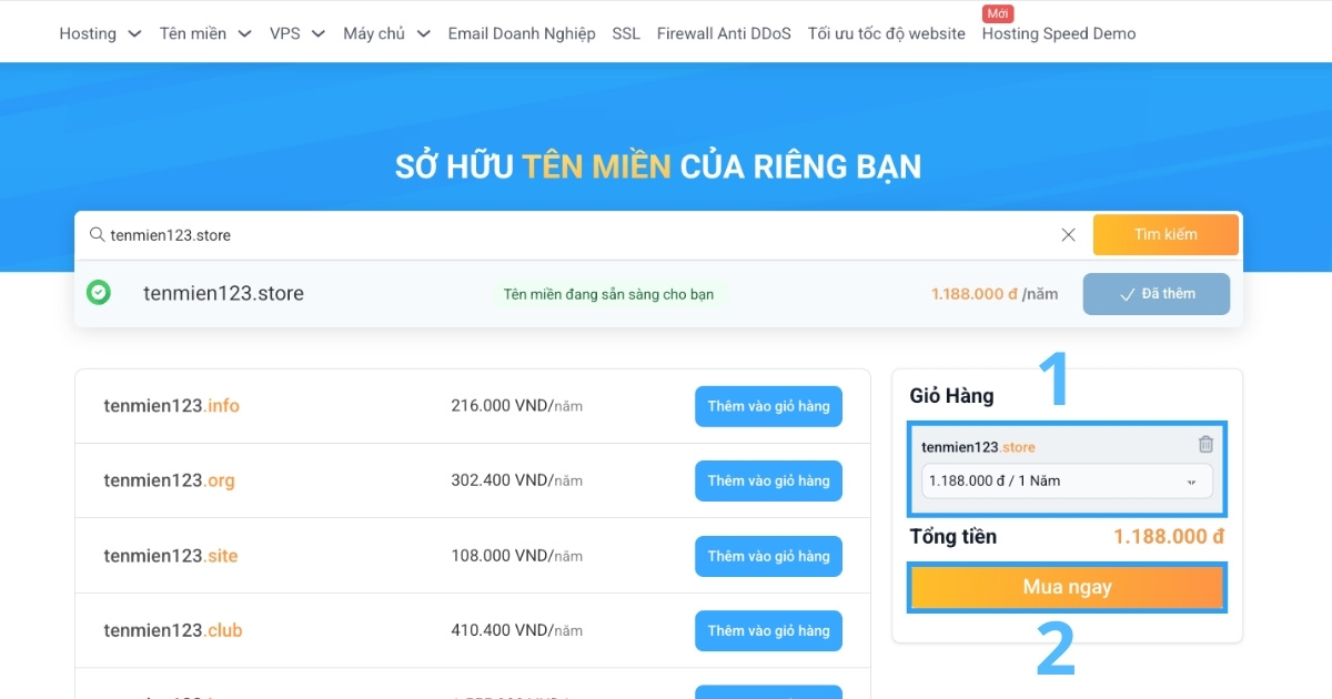 bạn hãy bấm Mua ngay để chuyển sang bước tiếp theo