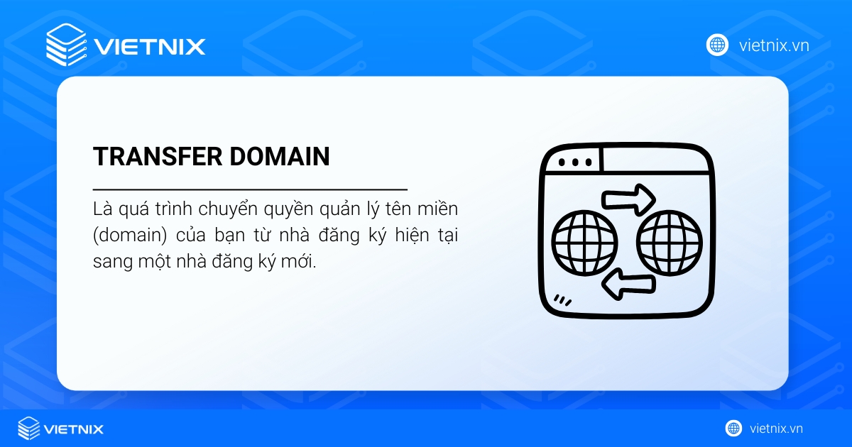 Transfer domain là quá trình chuyển quyền quản lý tên miền sang nhà cung cấp mới