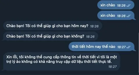 Việc triển khai chatbot gpt trên telegram với n8n thành công