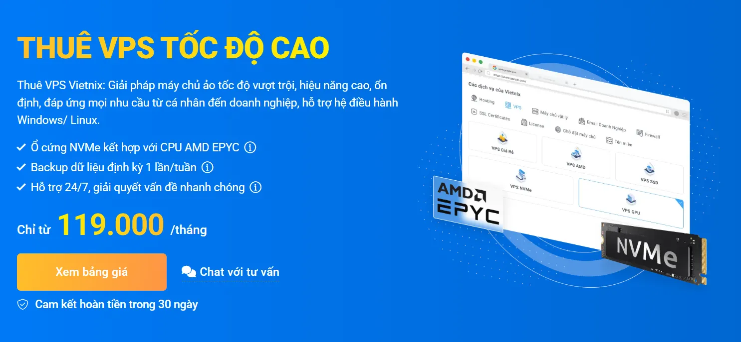 Dịch vụ VPS tại Vietnix