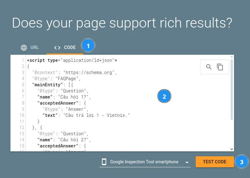 FAQ Schema là gì? 2 cách tạo FAQ Schema dễ dàng, chuẩn xác 28 Bấm nút "Kiểm tra" (Test)