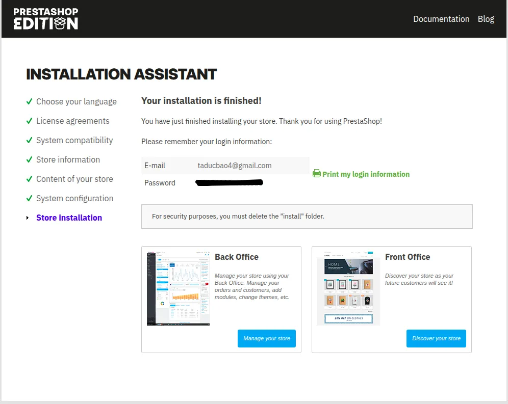 cài đặt PrestaShop trên CyberPanel
