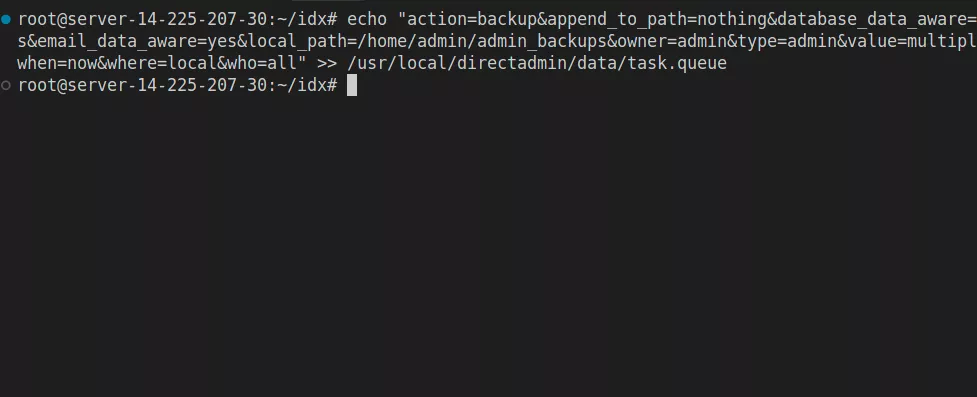 Chạy lệnh backup toàn bộ user có trên hệ thống DirectAdmin 