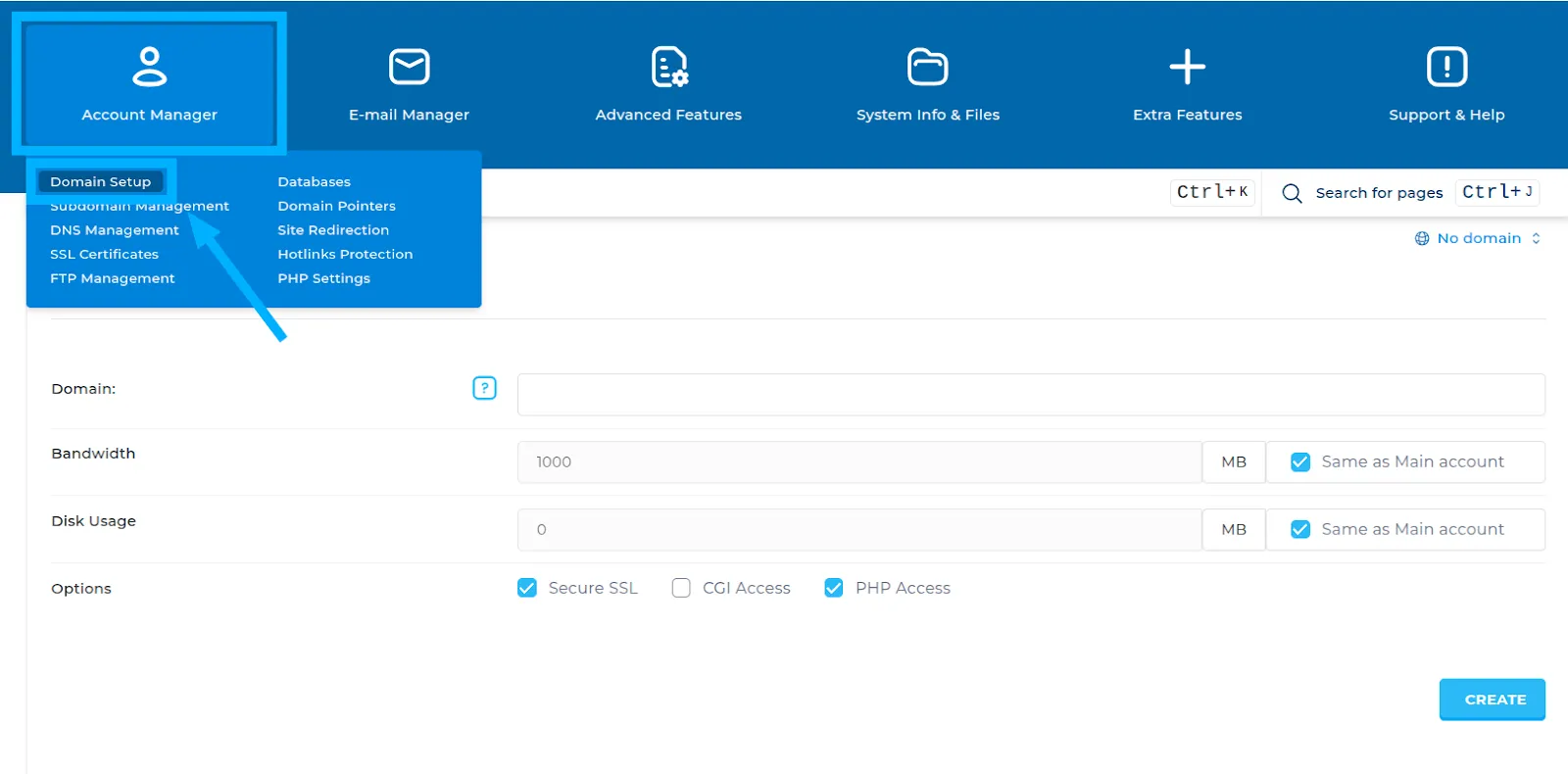 Danh sách domain hiện tại của user vietnixda chưa có domain nào