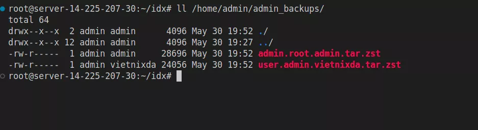 Các file backup đã xuất hiện, quá trình backup đã thành công 