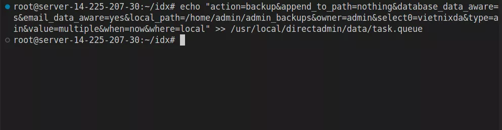 Backup dữ liệu user vietnixda 