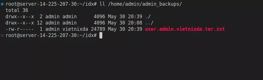 Các file backup đã xuất hiện, quá trình backup đã thành công 