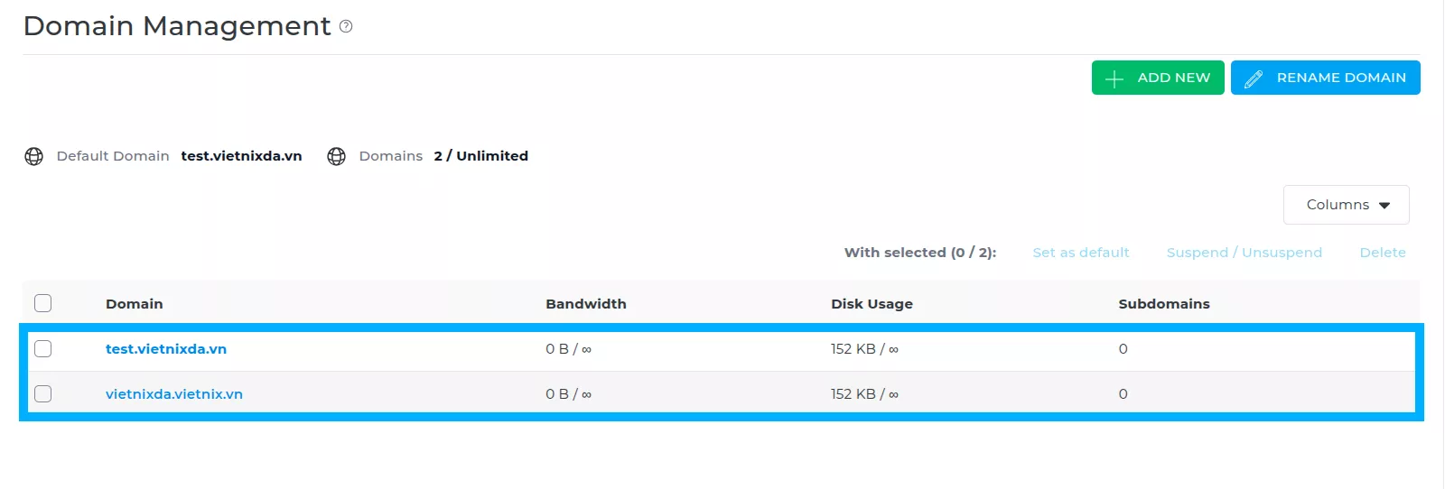 Quá trình restore dữ liệu thành công với 2 domain được khôi phục 