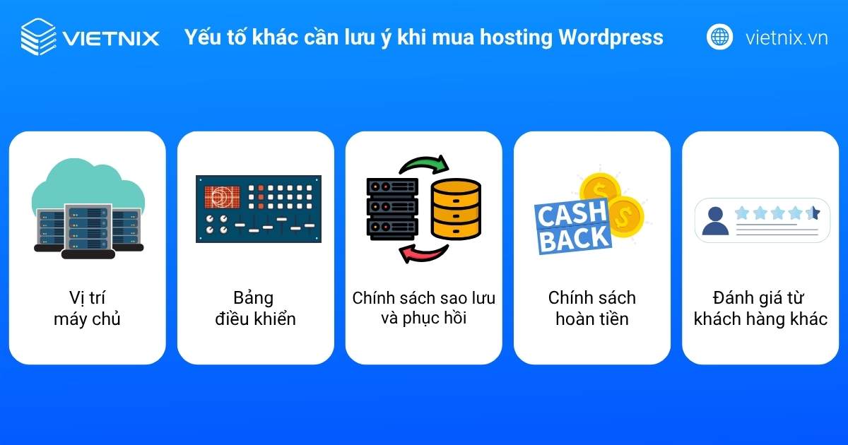 Những yếu tố khác cần lưu ý khi mua hosting WP