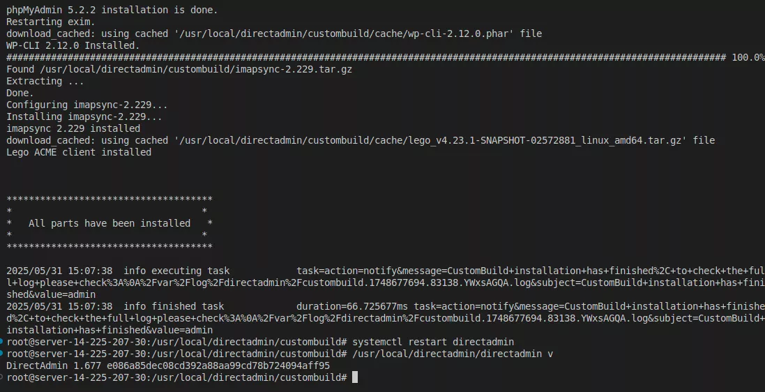 Cập nhật phiên bản DirectAdmin 