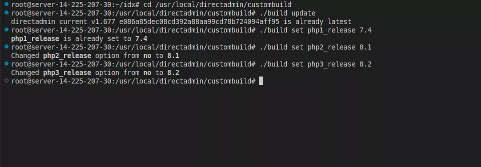 Cấu hình PHP releases các phiên bản PHP cần cài đặt 
