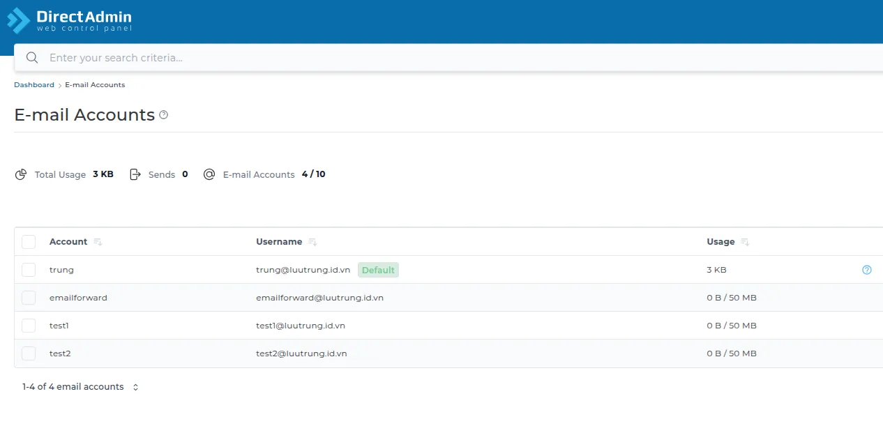 Hướng dẫn cấu hình email chuyển tiếp trên DirectAdmin