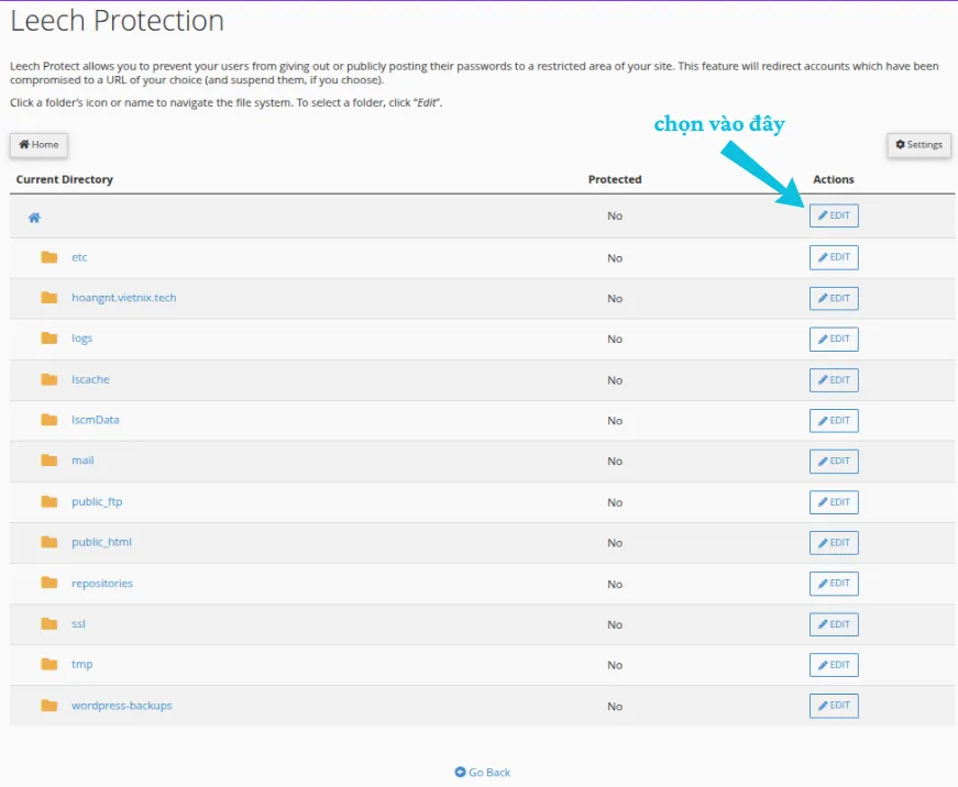 Cấu hình Leech Protection cho thư mục