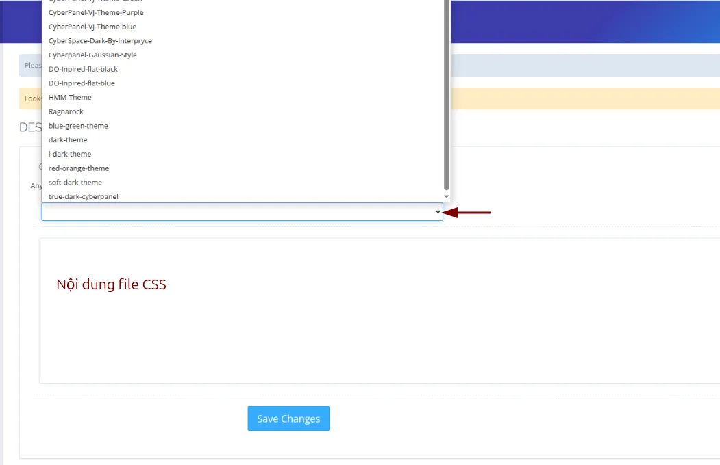 Chọn một theme có sẵn