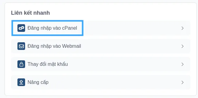 Đăng nhập vào cPanel