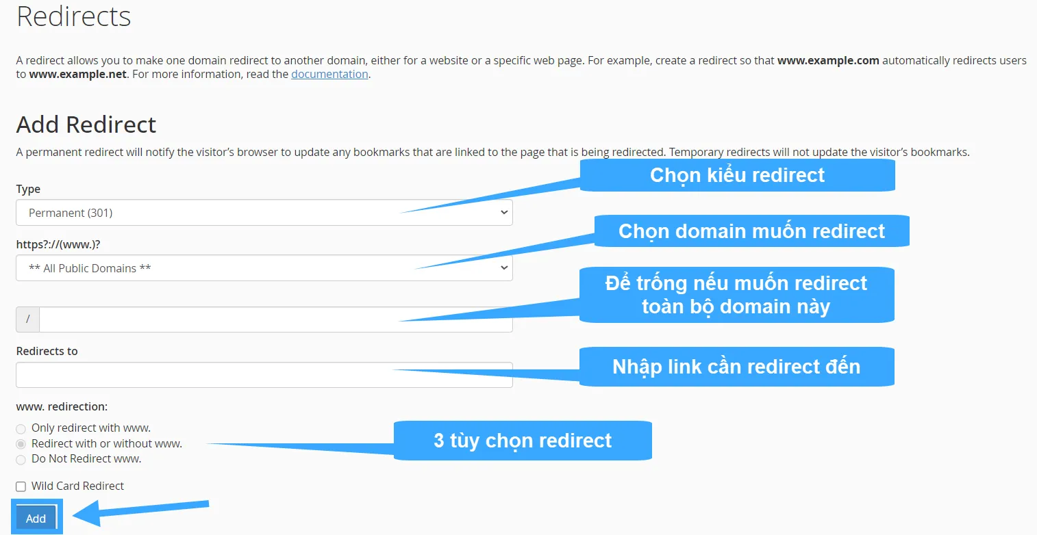 Cấu hình chuyển hướng website