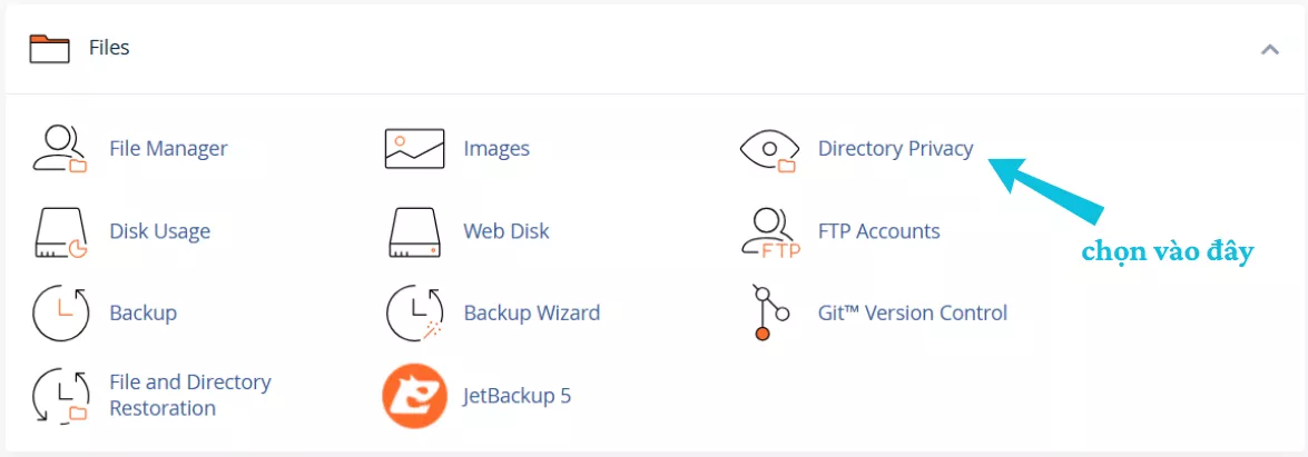 Chọn Directory Privacy 