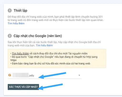 Redirect 301 từ tên miền cũ sang tên miền mới