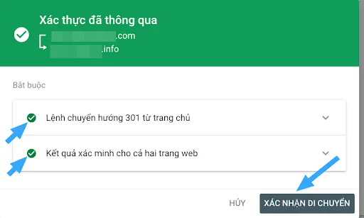 Redirect 301 từ tên miền cũ sang tên miền mới
