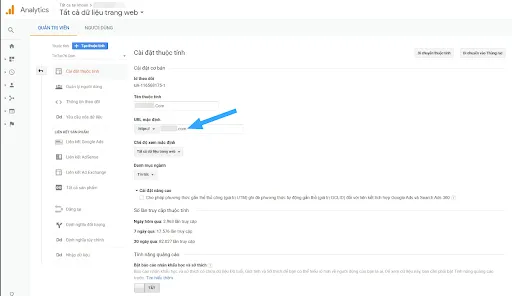 Cập nhật URL trong Google Analytics