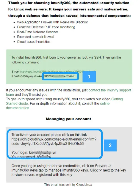 Email thông báo thành công