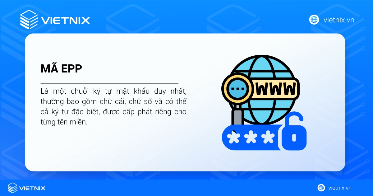 Mã EPP là một chuỗi ký tự mật khẩu duy nhất được cấp phát riêng cho từng tên miền.