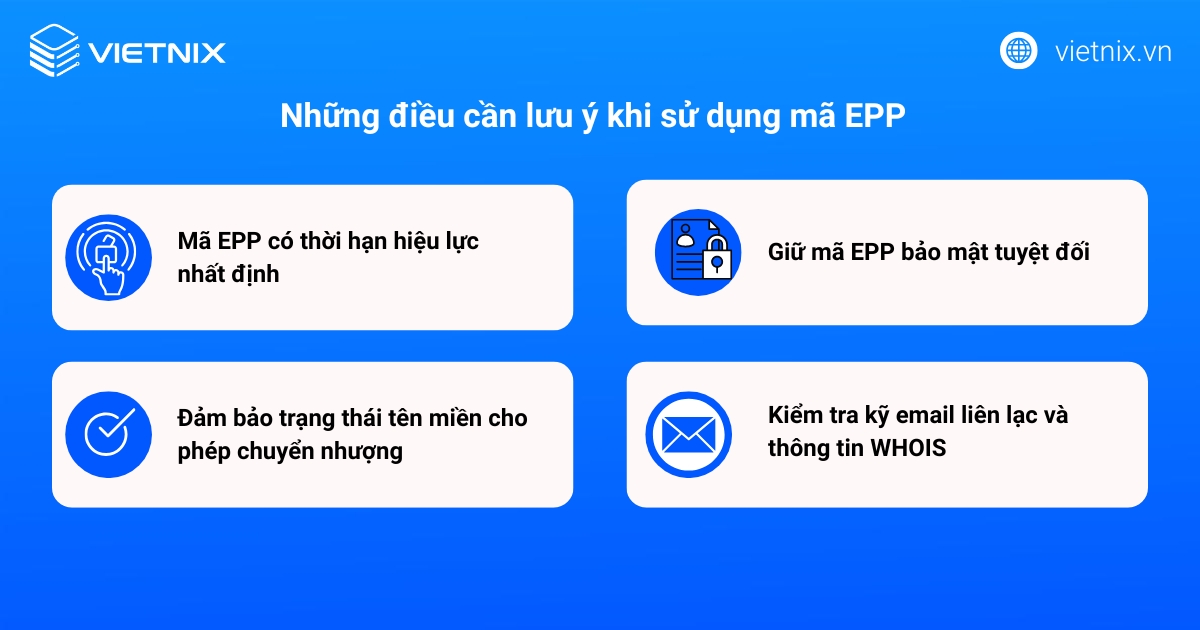 Những lưu ý quan trọng khi sử dụng mã EPP