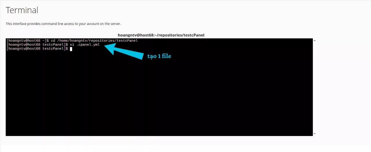 Tạo file cấu hình .cpanel.yml 