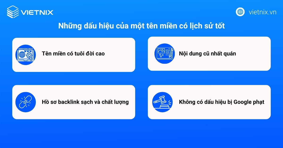 Những dấu hiệu của một tên miền có lịch sử tốt