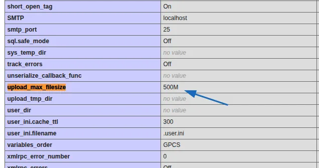 Kiếm tra upload_max_filesize
