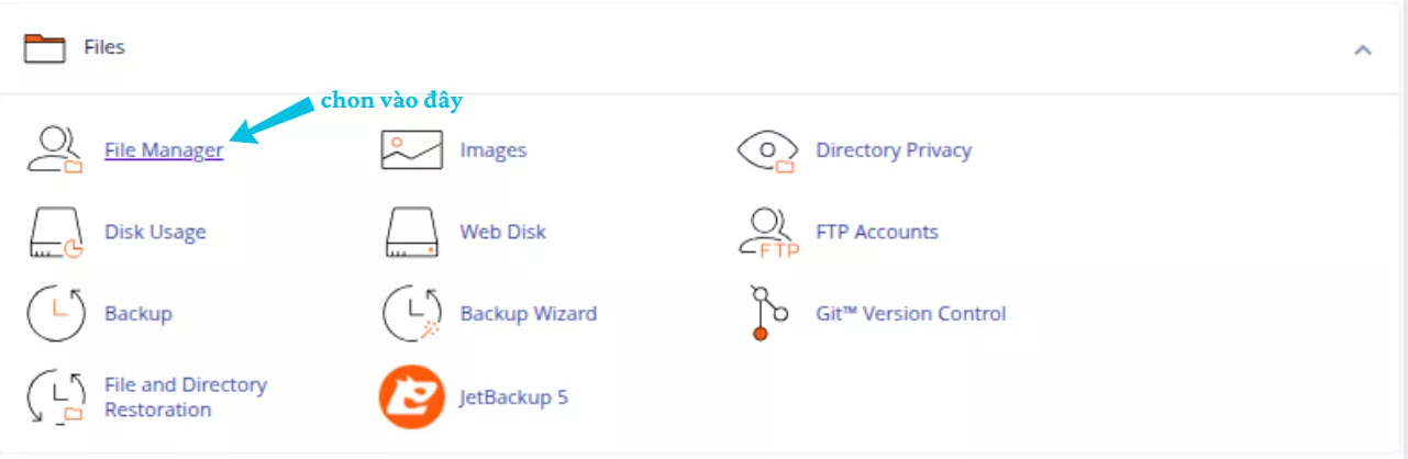 Nhấn chọn File Manager 